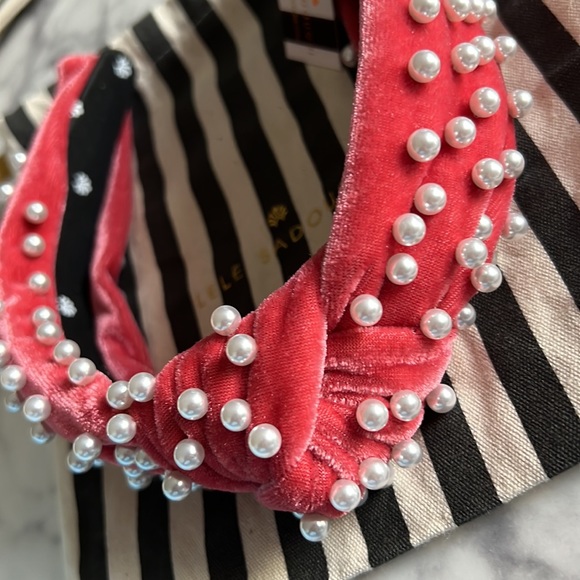 Lele Sadoughi Raspberry Pearl Headband - Picture 2 of 4